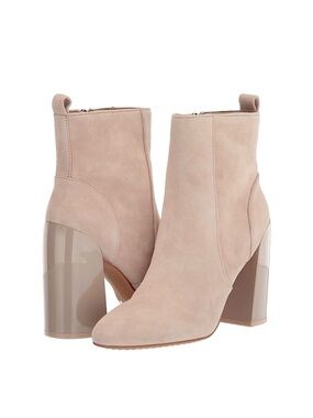 VINCE CAMUTO Women's Blush Suede Block Heel Ankle Boots. Size 8M, NWT